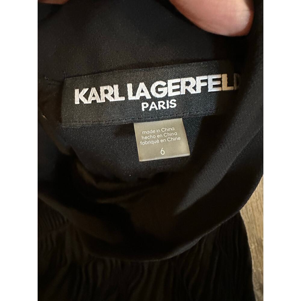 Karl Lagerfeld Paris Women's Black Mixed-Media Sequined Dress Size 6 - Picture 5 of 6